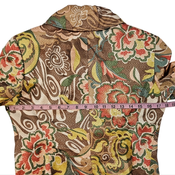 Lafayette 148 Floral Print Blazer Sz 8 Peter Pan Collar Button Up Boho Work READ - Picture 12 of 16